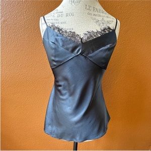 Diane Von Furstenberg- Black Silk Camisole With Lace-Size 8- EUC- Like New!